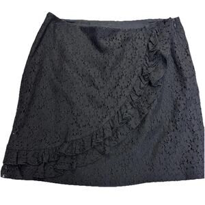 Ralph Ralph Lauren Skirt Women’s Sz 10 Black Eyelet Lace Ruffle Cotton VTG